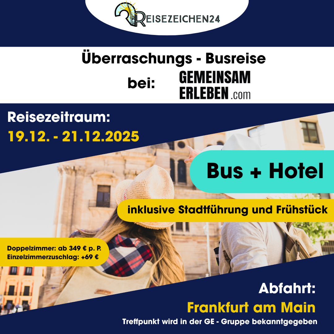 Geheimziel-Busreise mit 2 Übernachtungen! 19.12. bis 21.12.2025